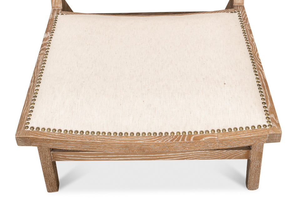 Mia Chair Cream Linen Exposed Wood Slipper Chair