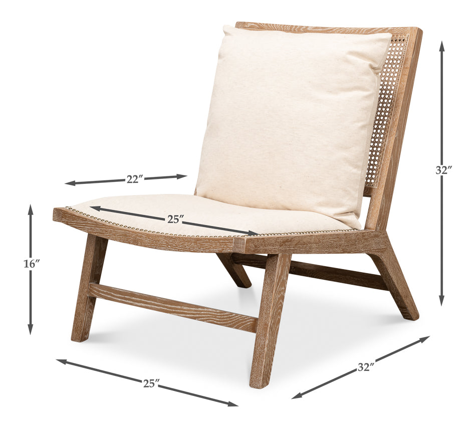 Mia Chair Cream Linen Exposed Wood Slipper Chair