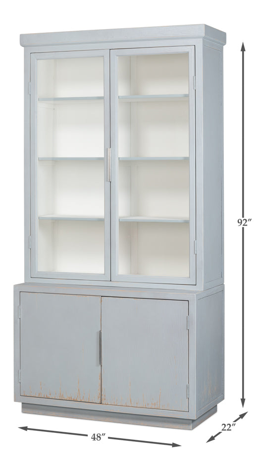 Maldives 2 Glass Doors Bookcase Eros Blue