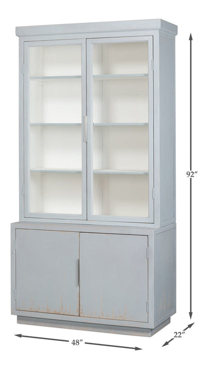 Maldives 2 Glass Doors Bookcase Eros Blue