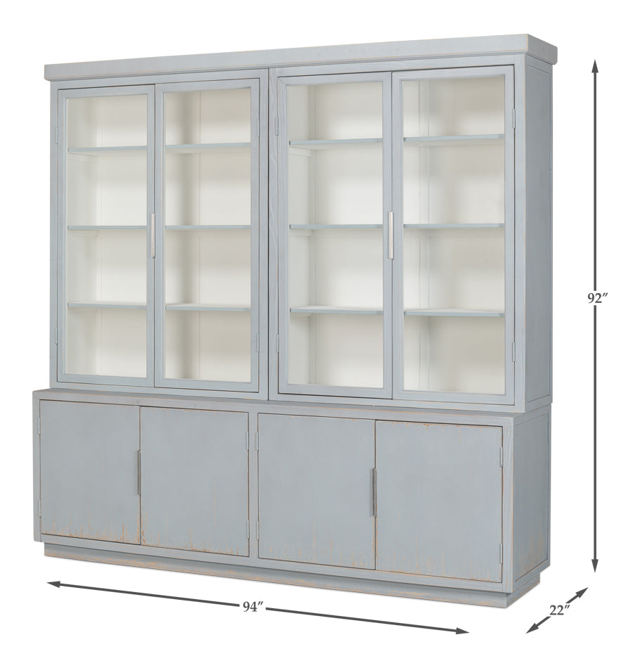 Maldives 4 Glass Doors Bookcase Eros Blue