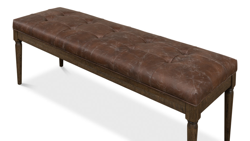 Newton Bench Brown Leather for Bedroom