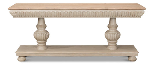 Hugo Console Table With Storage Stone Grey With Natural Top