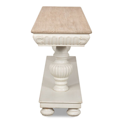 Hugo Console Table With Storage Antique White With Natural Top