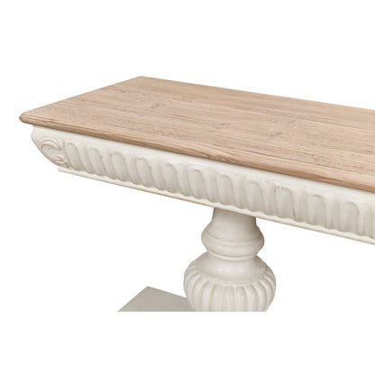 Hugo Console Table With Storage Antique White With Natural Top