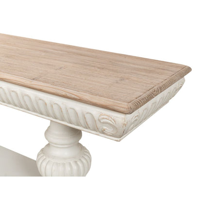 Hugo Console Table With Storage Antique White With Natural Top