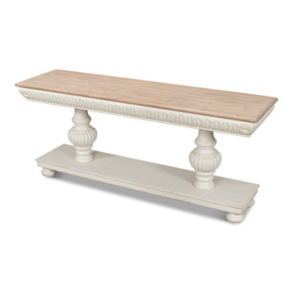 Hugo Console Table With Storage Antique White With Natural Top