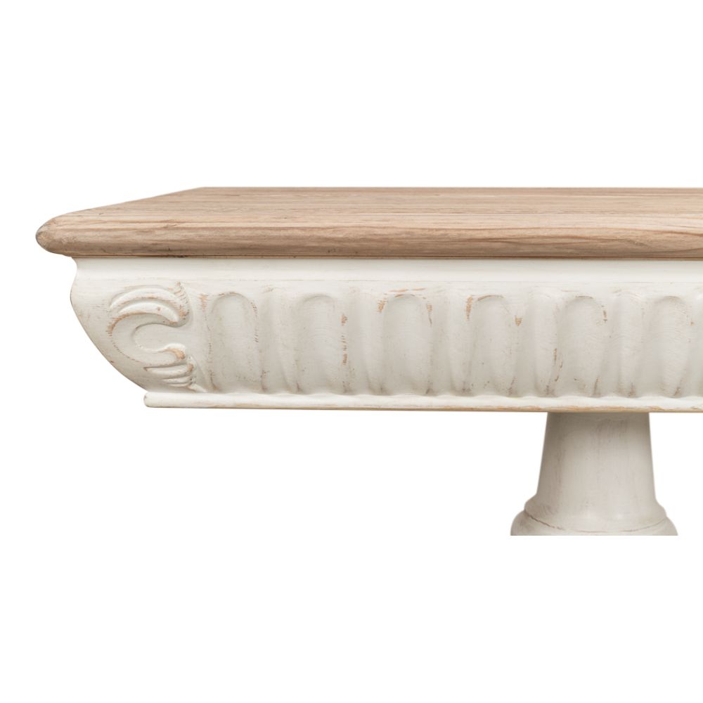 Hugo Console Table With Storage Antique White With Natural Top