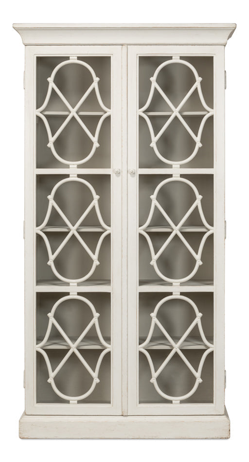 Sonya Bookcase Curio Glass Doors Antique White