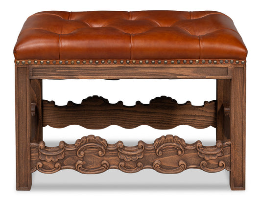 Equestrian Bench Brown Leather
