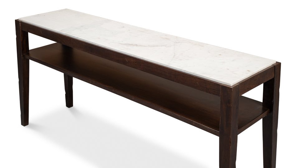 Versatilis Console Table With Shelf White Marble Top