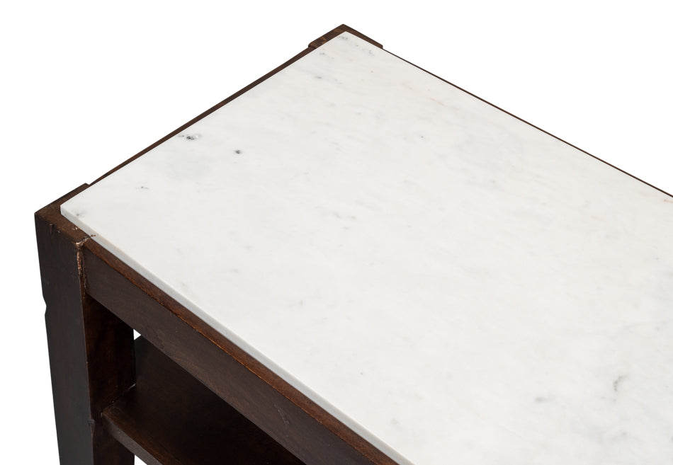 Versatilis Console Table With Shelf White Marble Top