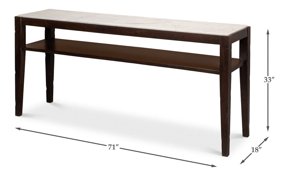 Versatilis Console Table With Shelf White Marble Top