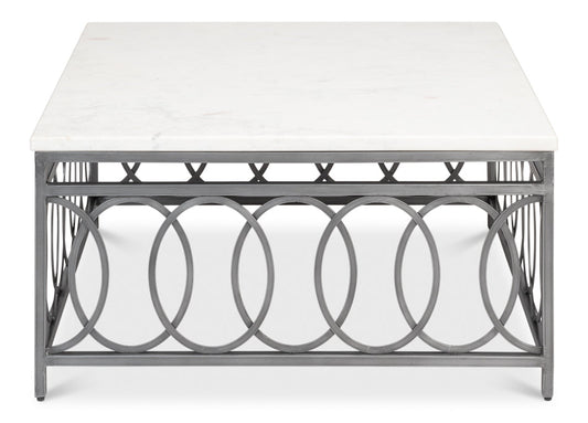 Olympia Square Coffee Table White Marble Top