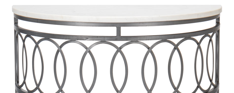 Olympia Demilune Table White Marble Top