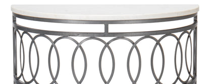 Olympia Demilune Table White Marble Top