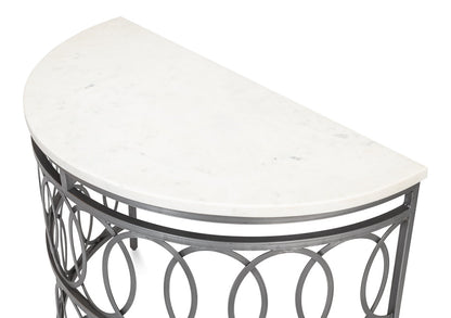 Olympia Demilune Table White Marble Top