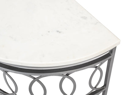 Olympia Demilune Table White Marble Top