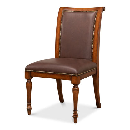 Jupe Side Chair Walnut With Brown Leather