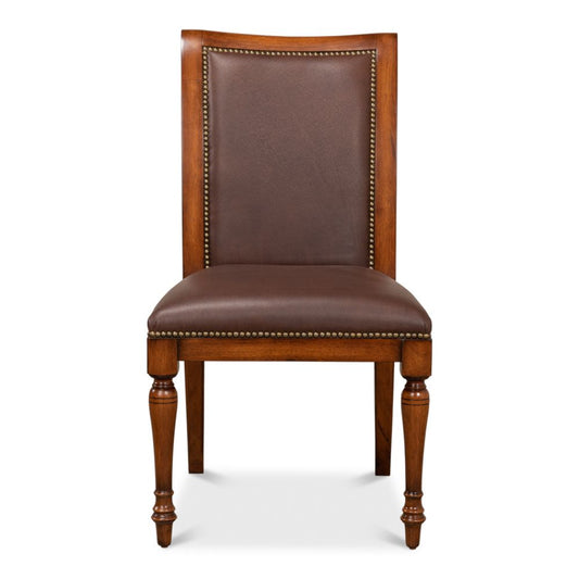 Jupe Side Chair Walnut With Brown Leather