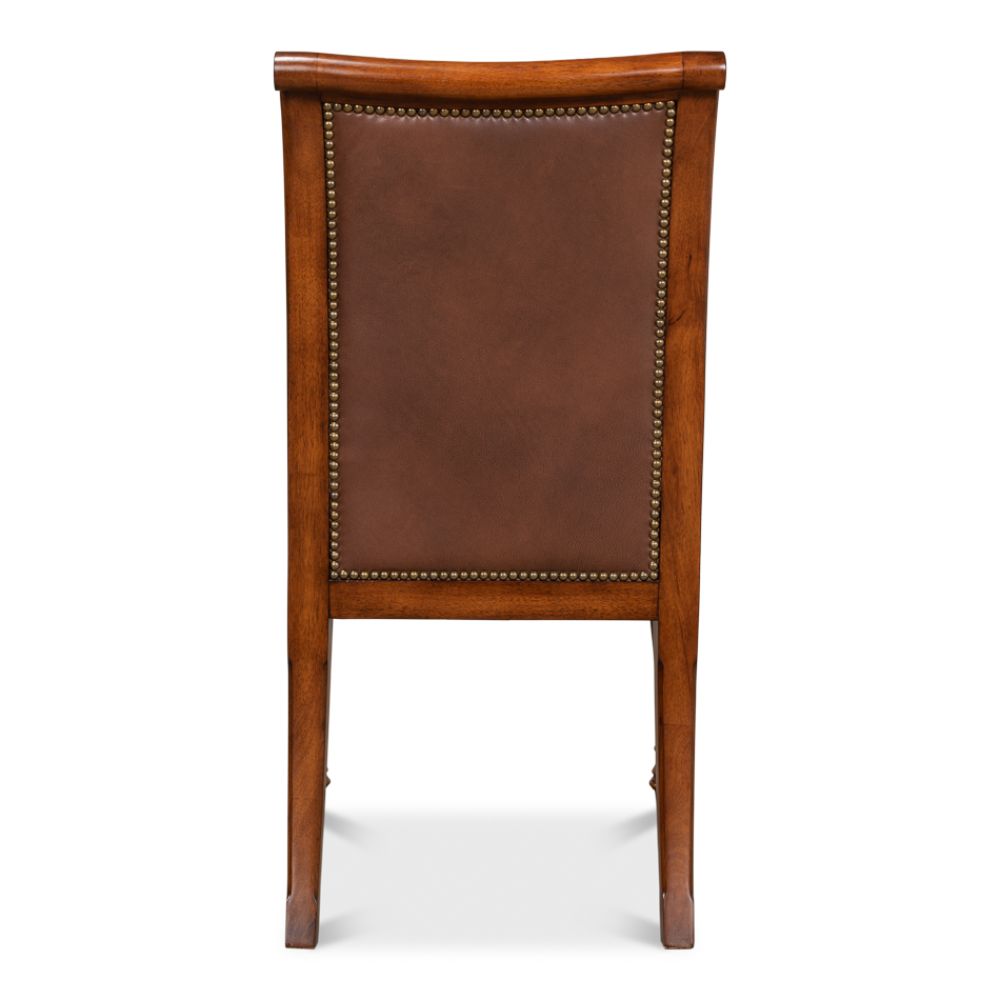 Jupe Side Chair Walnut With Brown Leather