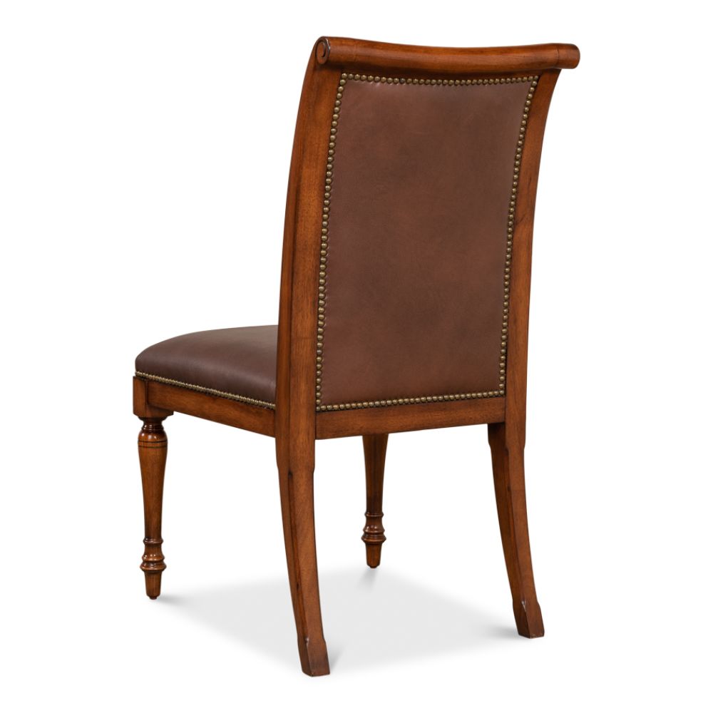 Jupe Side Chair Walnut With Brown Leather