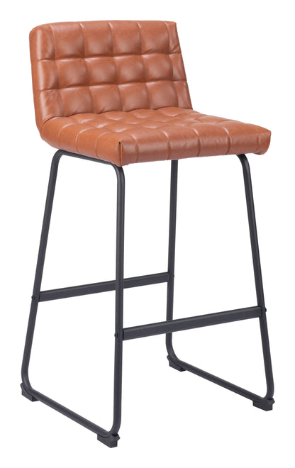 Pago Brown Leather Barstool (Set of 2)