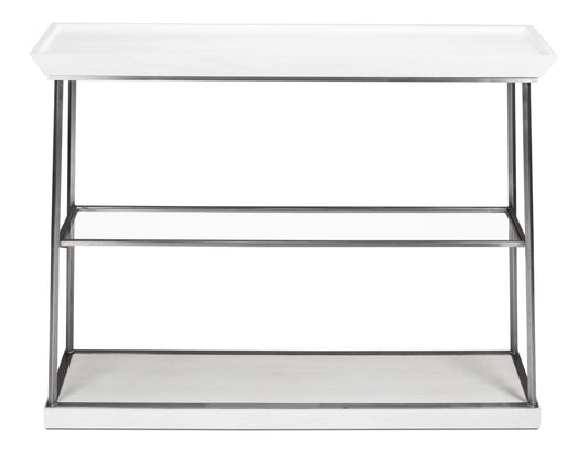 Hunt Country Small Console Table Slim With Shelves White