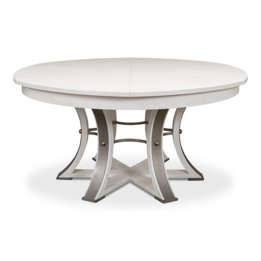 Tower Jupe Extendable Round Dining Table Working White