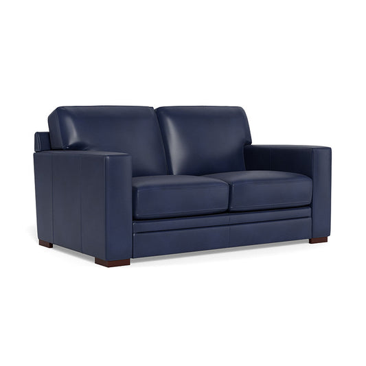 Modern Leather Loveseat With Track Arms