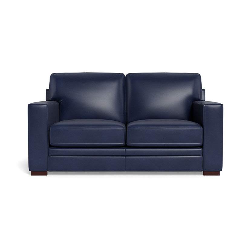 Modern Leather Loveseat With Track Arms