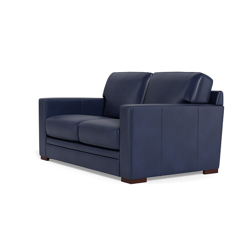 Modern Leather Loveseat With Track Arms