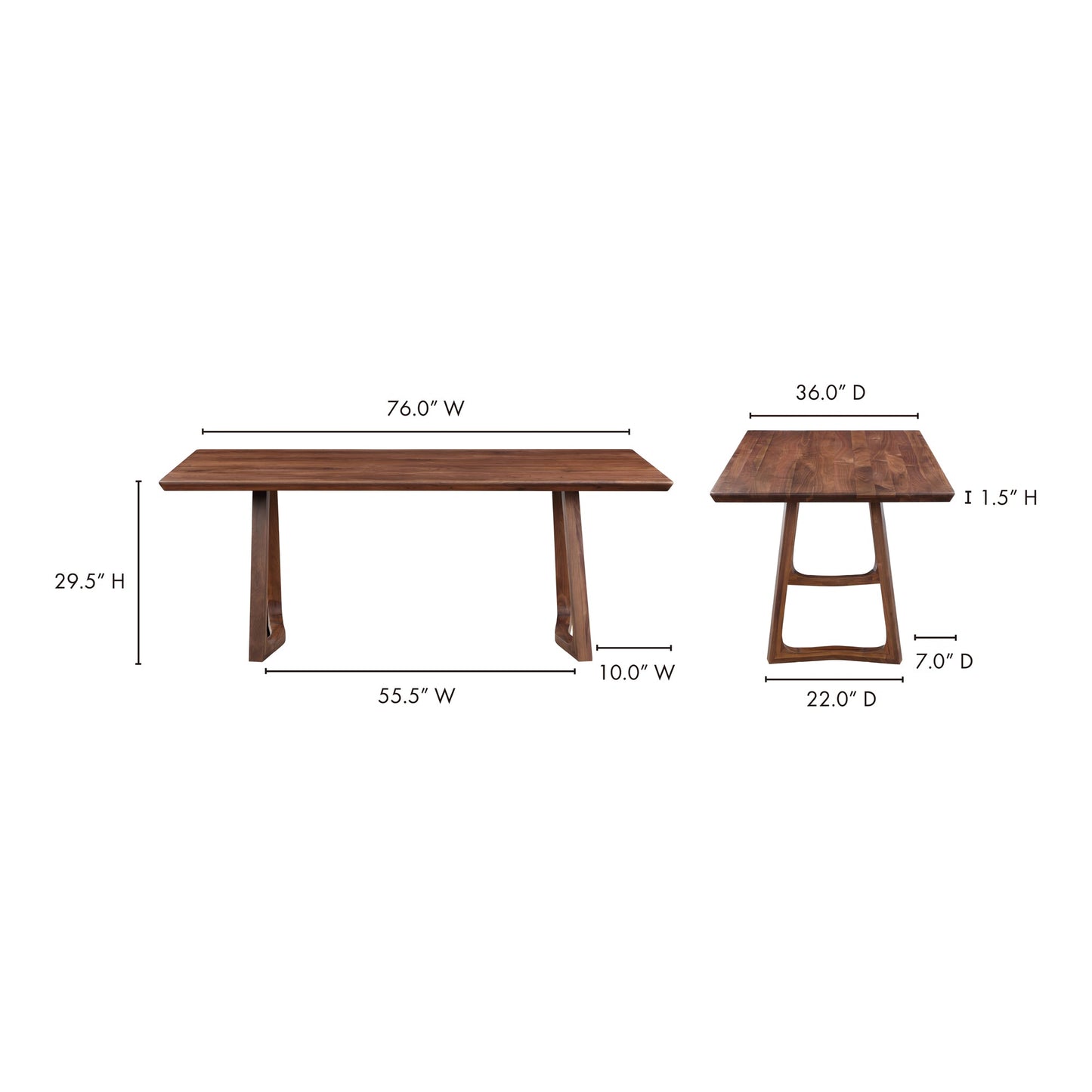  Silas Contemporary Solid Walnut Wood Dining Table Moe' Home