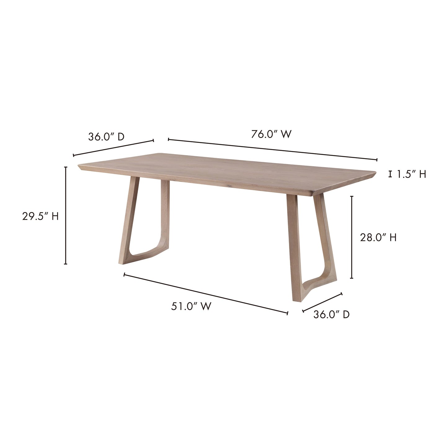  Silas Mid-Century Modern Oak Wood Dining Table Moe' Home