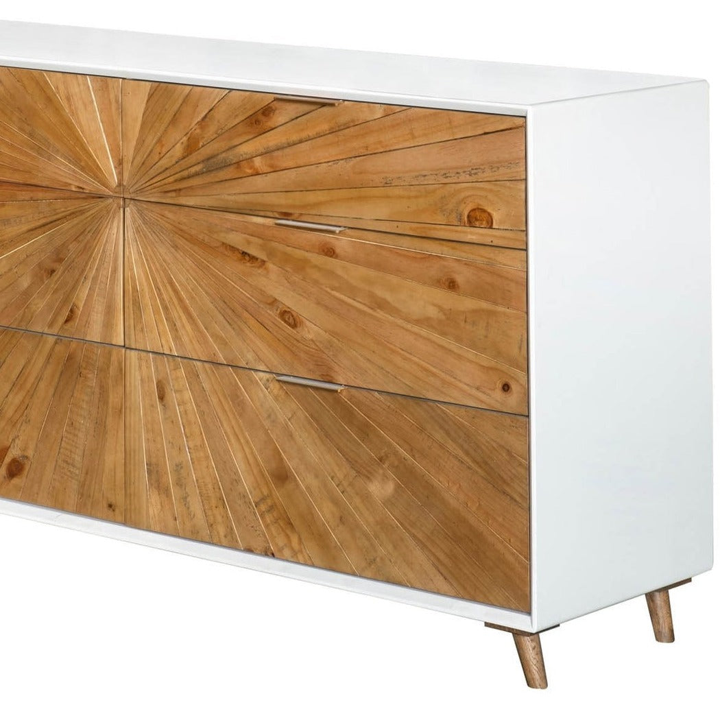 LH Home Reclaimed Wood White Casablanca 6 Drawer Dresser