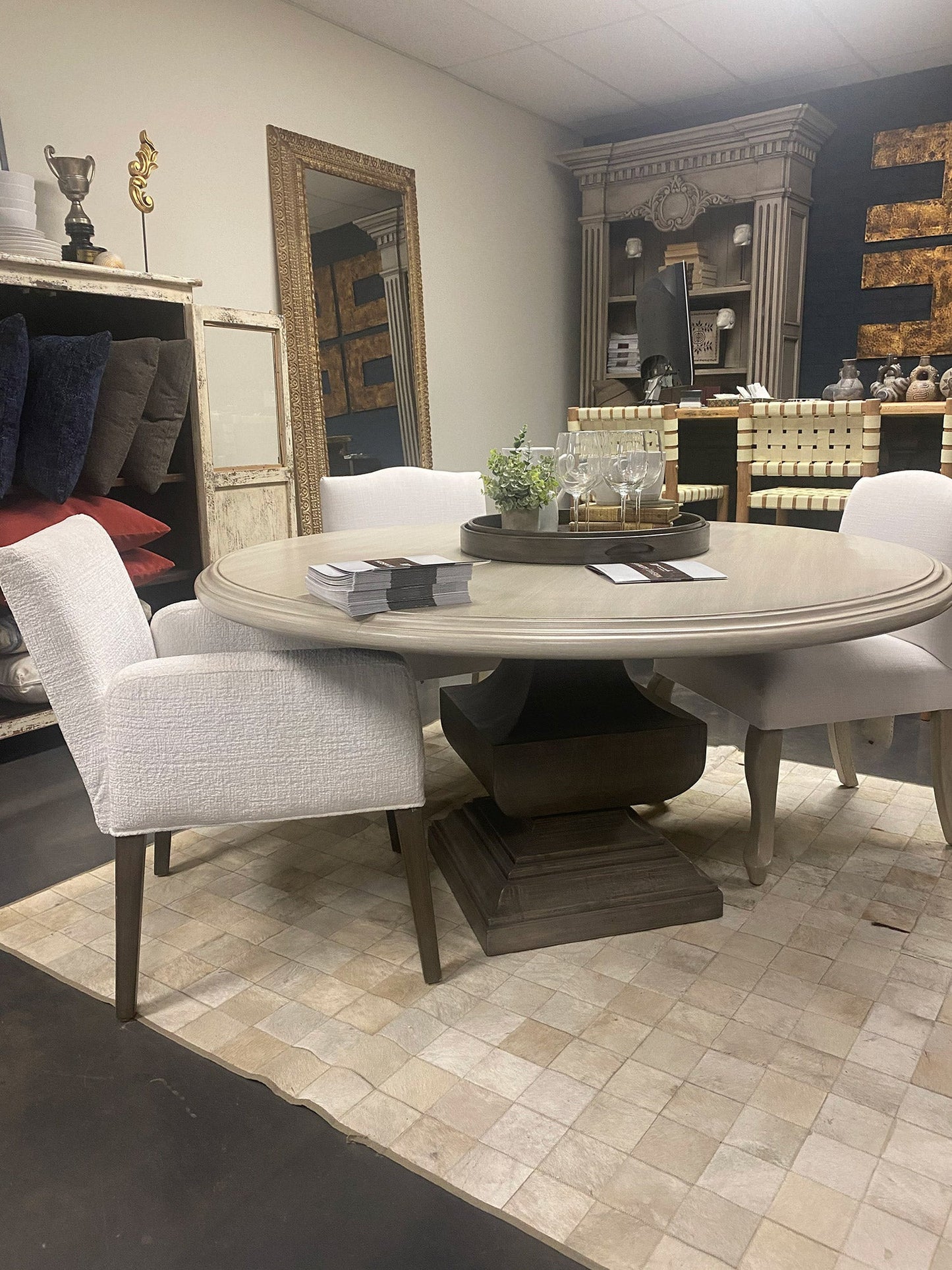 Two Tone Round Dining Table Parma 60X60