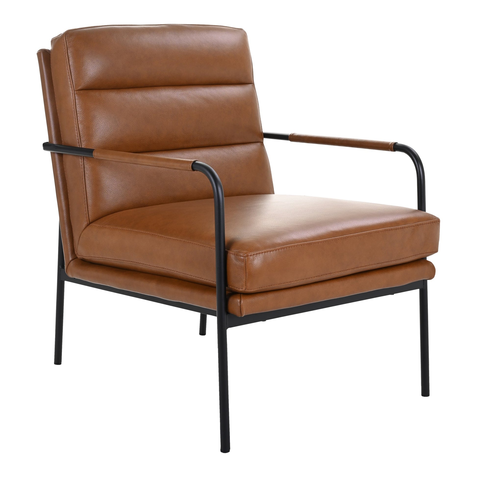  Verlaine Top Grain Brown Leather Living Room Chair Moe' Home