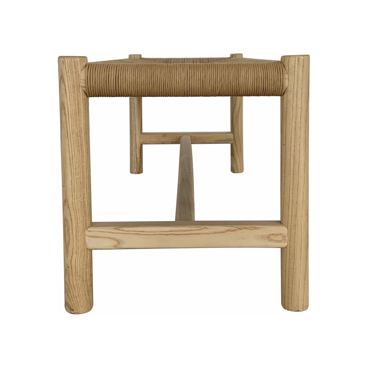  Hawthorn Natural Small Wood and Rope Seat Bench Moe' Home