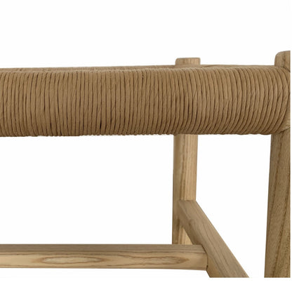  Hawthorn Natural Small Wood and Rope Seat Bench Moe' Home