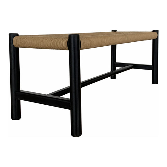  Hawthorn Large Black Elm Wood and Rope Seat Bench Moe' Home