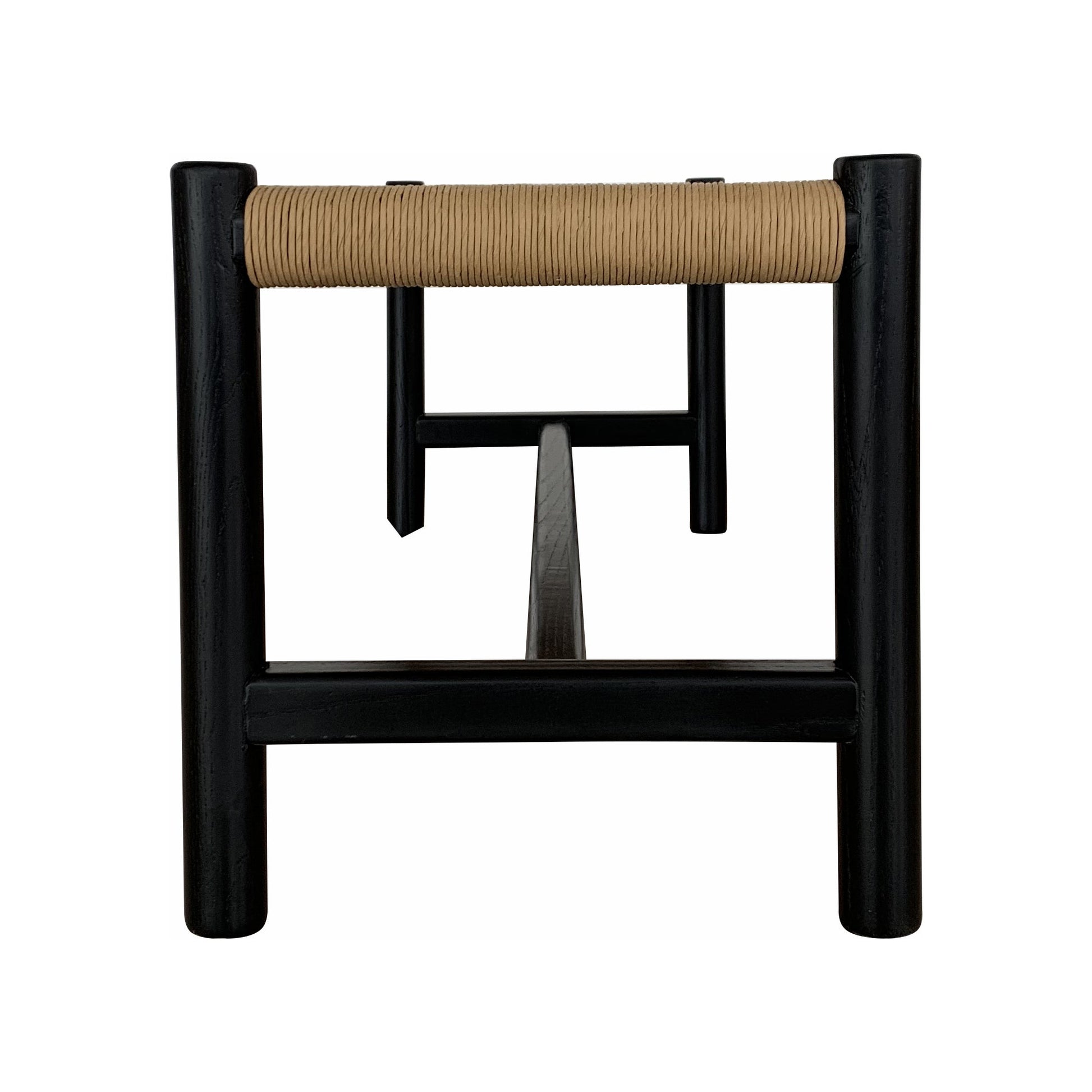  Hawthorn Large Black Elm Wood and Rope Seat Bench Moe' Home