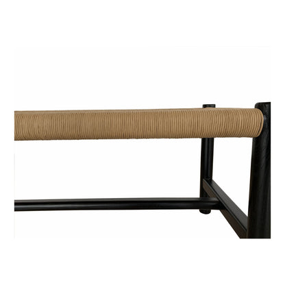  Hawthorn Large Black Elm Wood and Rope Seat Bench Moe' Home