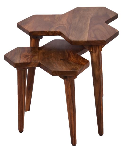 Tananger Geometric Wood Table Set-Side Tables-LOOMLAN-LOOMLAN