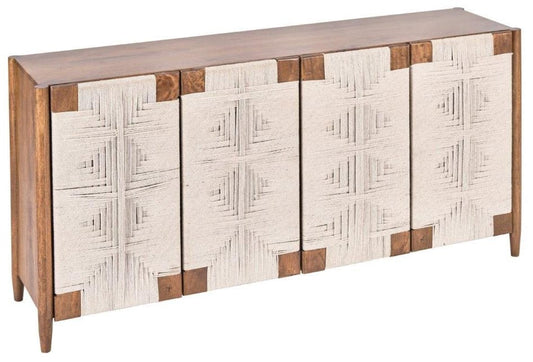 Taffyta 4 Door Natural Wood Sideboard-Sideboards-LOOMLAN-LOOMLAN