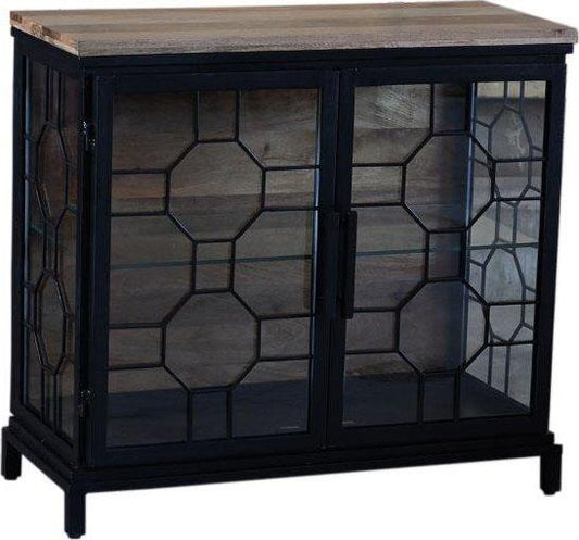 Mariani 2 Door Iron and Wood Cabinet-Accent Cabinets-LOOMLAN-LOOMLAN