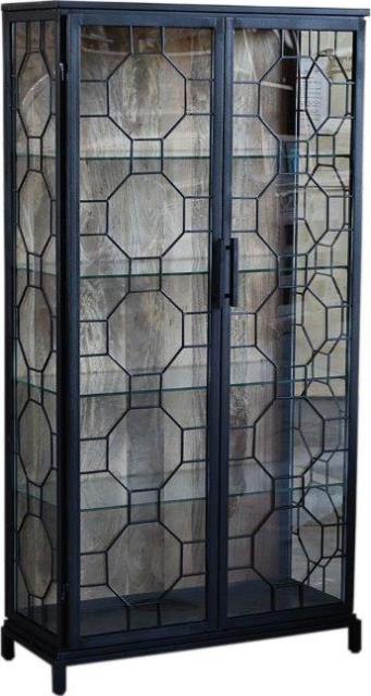 Mariani Tall Glass Doors Black Bookcase-Bookcases-LOOMLAN-LOOMLAN