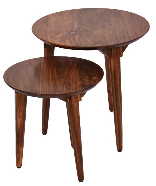 Korsvik Round Wood Table Set-Side Tables-LOOMLAN-LOOMLAN