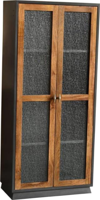 Jadwin Tall Wood Cabinet Glass Doors-Bookcases-LOOMLAN-LOOMLAN