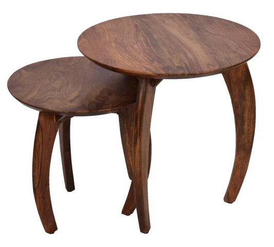 Parola Round Wood Table Set-Side Tables-LOOMLAN-LOOMLAN