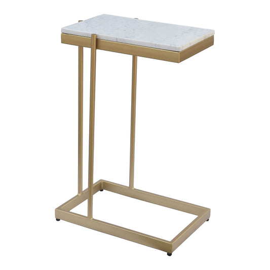  Sulu Contemporary White Marble Top Accent Small Table Moe' Home